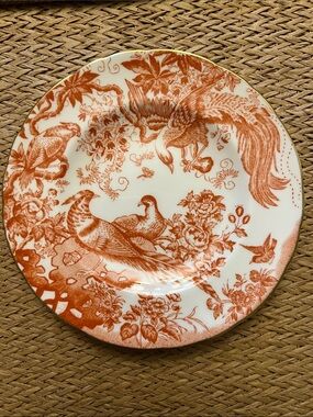 Royal Crown Derby English Bone China Red Aves. Set of 6.